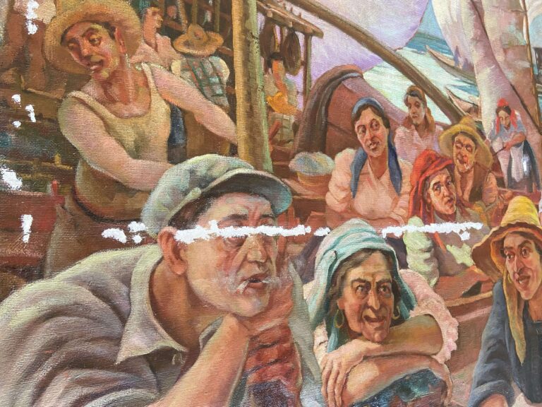 Conservação e restauro de uma pintura a óleo, sobre serapilheira, de Alberto Sousa | antes